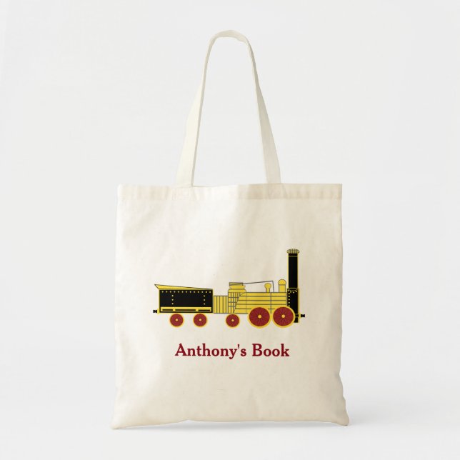 Bolso De Tela Niños del tren negro amarillo llamados biblioteca (Frente)