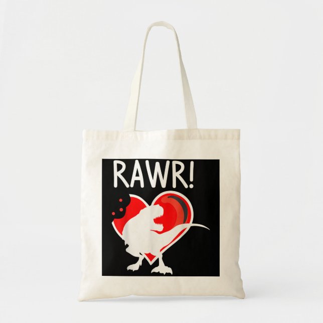 Bolso De Tela Niños Día de San Valentín Rawr Heart Dinosaur T Re (Frente)