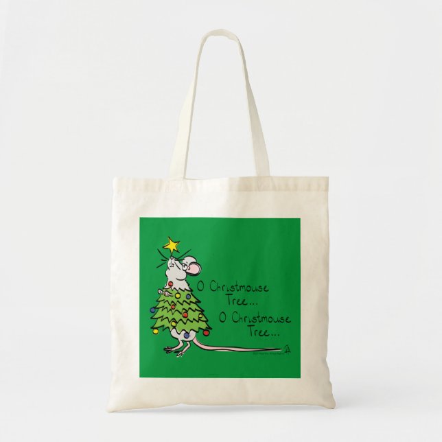 Bolso De Tela Niños divertidos del árbol de Navidad del ratón (Frente)