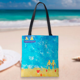 Bolso De Tela Niños en la playa moderna de la costa