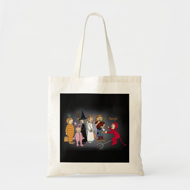 Bolso De Tela Niños en los trajes de Halloween (Frente)