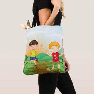Bolso De Tela Niños Felices Jugando al Aire Libre