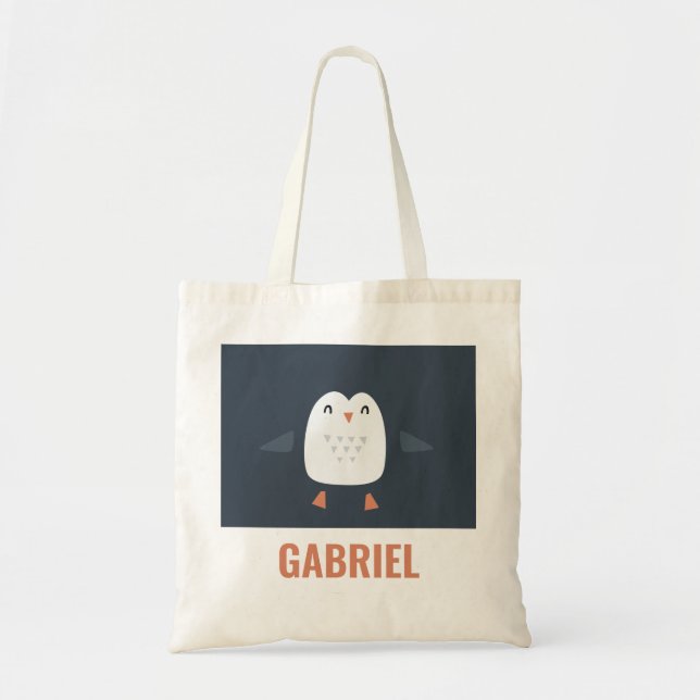 Bolso De Tela niños festivos graciosos y lindos pingüinos person (Frente)