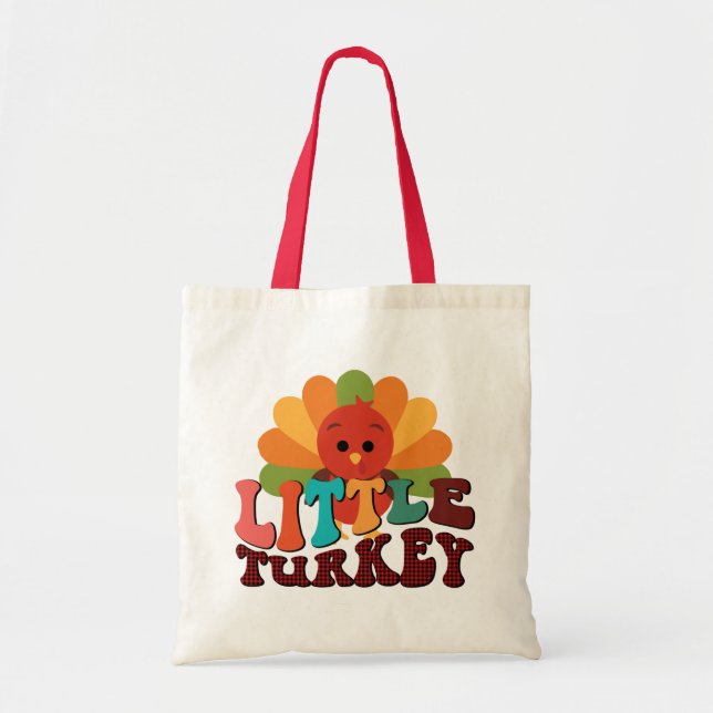 Bolso De Tela niños graciosos Pequeño pavo Acción de Gracias art (Frente)
