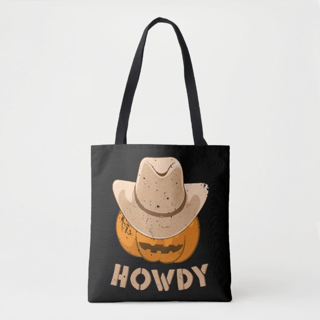 Bolso De Tela Niños Howdy Cowboy Calabaza Niños Chicas Halloween (Anverso)
