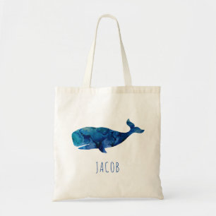 Bolso De Tela Niños marinos de la ballena de la acuarela
