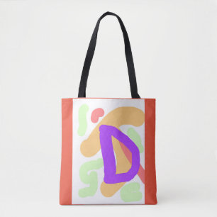 Bolso De Tela NIÑOS MONOGRAM INICIAL D Naranja