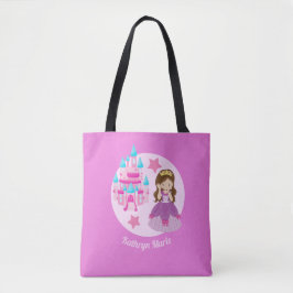 Bolso De Tela Niños monogramas rosados de princesa personalizada