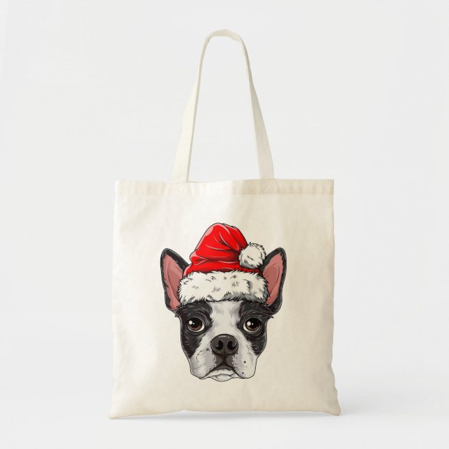 Bolso De Tela Niños Navidades del Boston Terrier Santa T Shirt (Frente)
