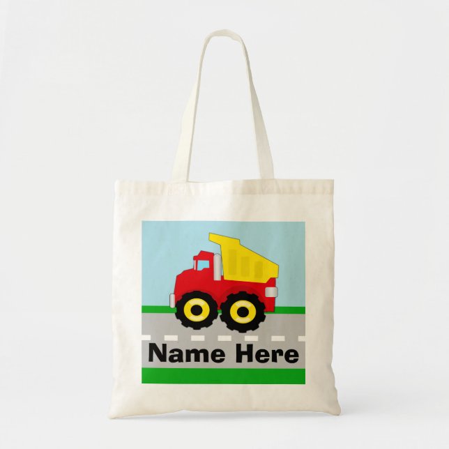 Bolso De Tela Niños Niños Construcción Dumptruck Personalizado (Frente)