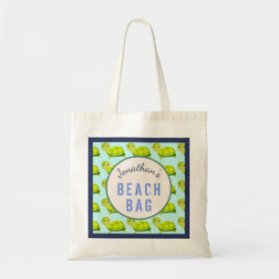 Bolso De Tela Niños Nombre Personalizado Playa de Tortugas Cutas