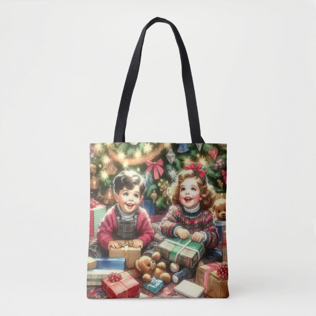 Bolso De Tela Niños nostálgicos dulces en Navidades de ida y vue (Anverso)