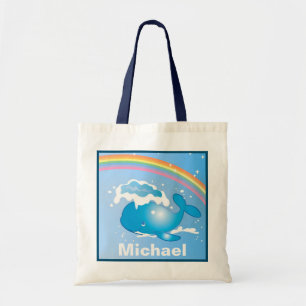 Bolso De Tela Niños personalizados con arte de ballenas y arcoir