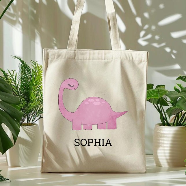 Bolso De Tela Niños personalizados de dinosaurios rosados (Subido por el creador)