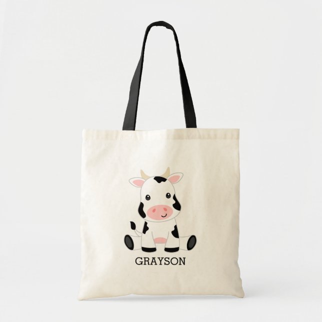 Bolso De Tela Niños personalizados de vaca infantil (Frente)