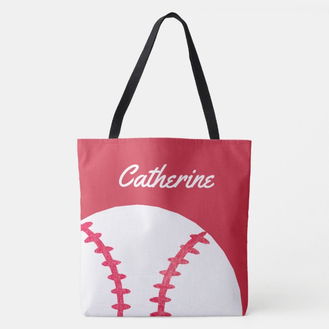 Bolso De Tela Niños personalizados rojo del béisbol o del (Anverso)