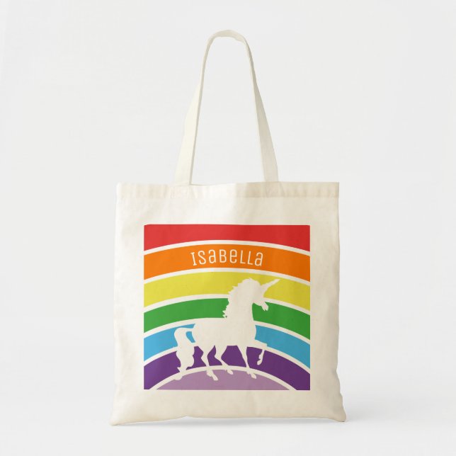 Bolso De Tela Niños personalizados unicornio blanco del modelo (Frente)