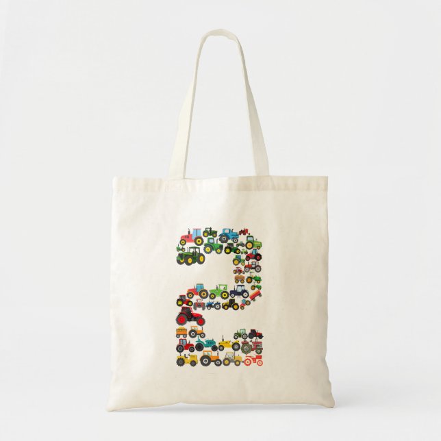 Bolso De Tela Niños Rastreador de granja de cumpleaños de dos añ (Frente)