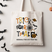 Niños Retro Negros Halloween Trick O Tremendo Tote