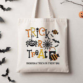 Bolso De Tela Niños Retro Negros Halloween Trick O Tremendo Tote