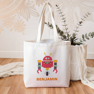 Bolso De Tela Niños Robot Coloridos Lindos