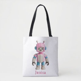 Bolso De Tela Niños Robot Personalizables