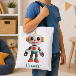 Bolso De Tela Niños Robot Personalizables