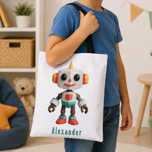 Bolso De Tela Niños Robot Personalizables
