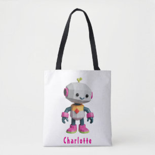 Bolso De Tela Niños Robot Personalizables