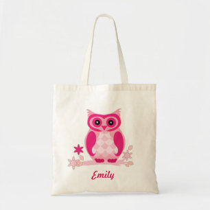 Bolso De Tela Niños rosados personalizados del búho