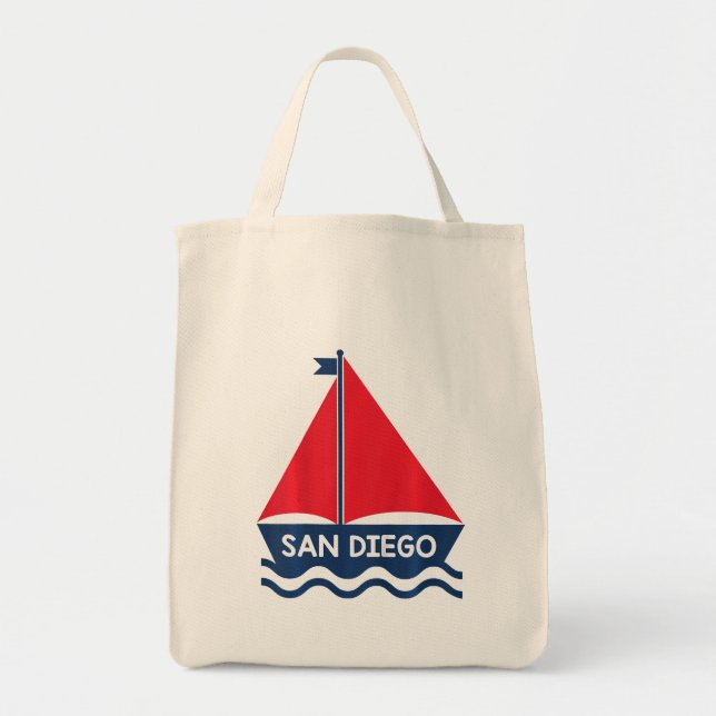 Bolso De Tela Niños San Diego California navegan en bote Chicas  (Frente)