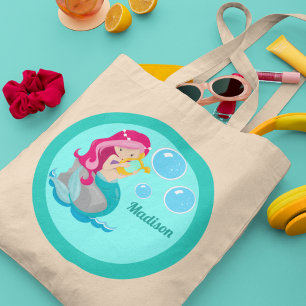 Bolso De Tela Niños Verde azulados personalizados por Chica de s