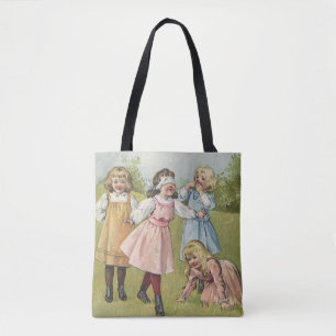 Bolso De Tela Niños Victorianos Antiguos Juegan a la Gallina Cie