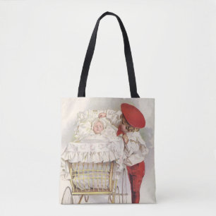 Bolso De Tela Niños victorianos antiguos, niño y bebé en cocheci