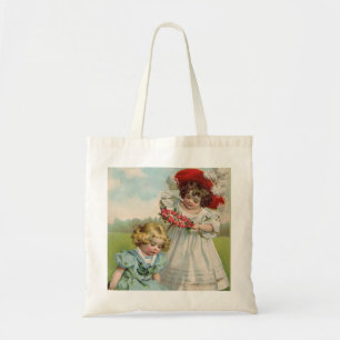 Bolso De Tela Niños Victorianos Jardín de Verano Antiguo