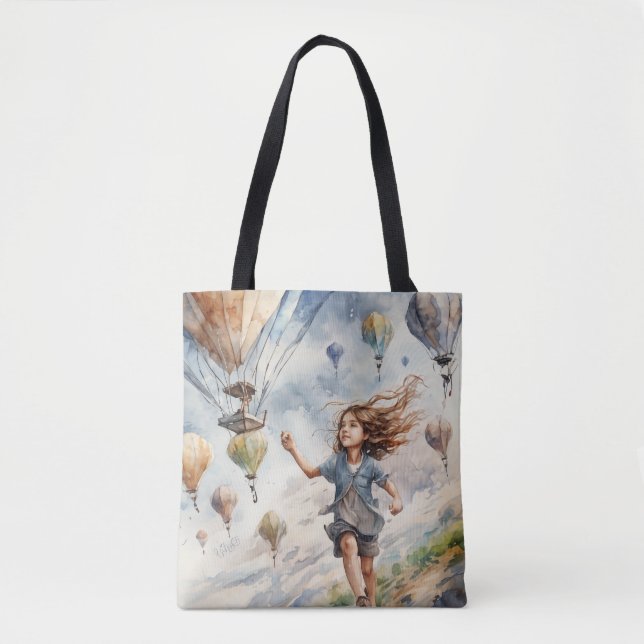 Bolso De Tela niños volando cometas (Anverso)