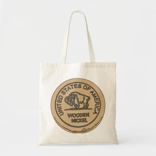 Bolso De Tela Níquel búfalo de madera, añadir texto (Frente)