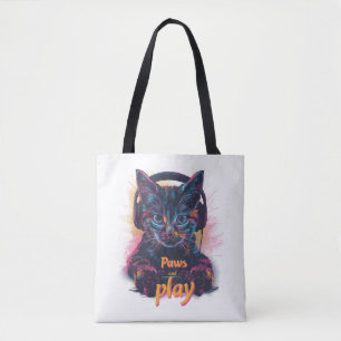 Bolso De Tela Nivel de gatos de jugador arriba