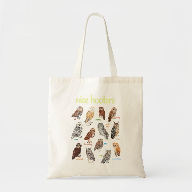 Bolso De Tela Niza Hooters Owl Bird Pun Funny Chiste Adulto Bird (Frente)
