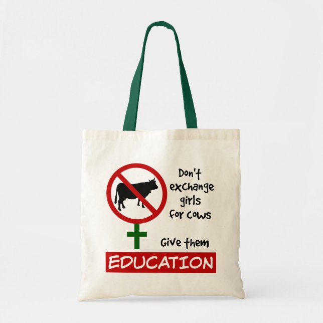 Bolso De Tela No cambien Chicas por vacas, denles educación (Frente)