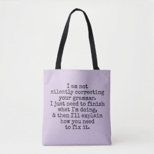 Bolso De Tela No Corrige Silenciosamente La Gramática, Lavender