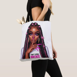 Bolso De Tela "No Hablo Pobre" Mujer Negra Callando