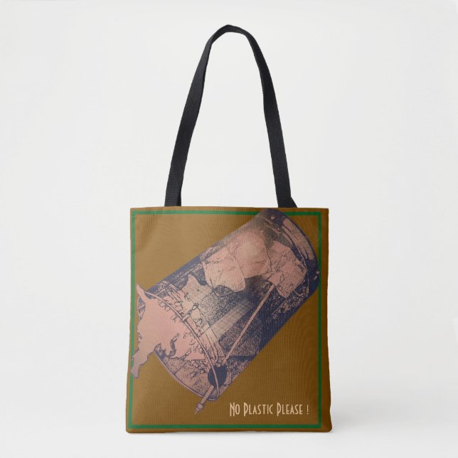 Bolso De Tela No hay plástico, por favor Brown Tote Bag (Anverso)