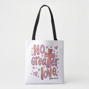 Bolso De Tela No Mayor Amor Jesús San Valentín Navidad Cristiana