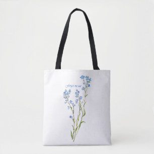 Bolso De Tela No me olvides Flor de jardín acuarela personalizad
