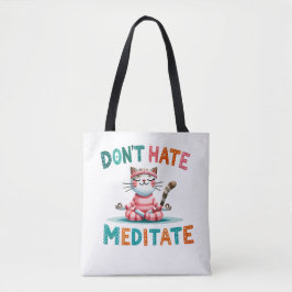Bolso De Tela "No odies meditar" Gracioso gato Lover
