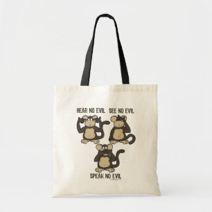 Bolso De Tela No oiga ningún mono del mal - nuevo