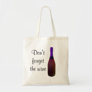 Bolso De Tela "No olvides el vino" - Botella de vino púrpura