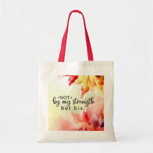 Bolso De Tela No por mi fuerza sino por su cita cristiana de la