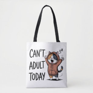 Bolso De Tela "No Puedo Ser Adulto Hoy" Gato Divertido